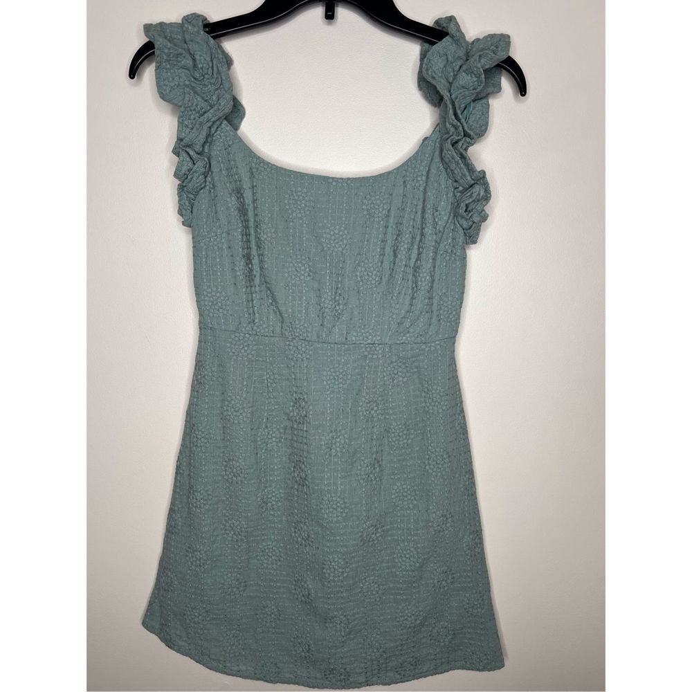 Selfie Leslie Green Ruched Ruffled Sundress